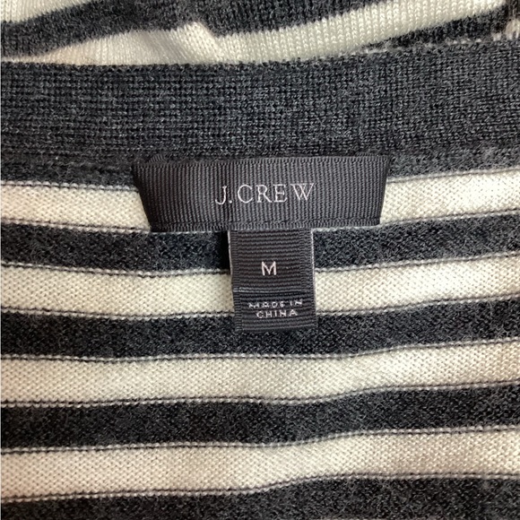 J Crew 100% Wool Button Cardigan Striped Long Sleeve Black White - Picture 9 of 13